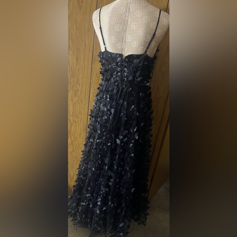 Betsey Johnson Black bodice butterfly  Appliqué corset Maxi Dress size XXL - Picture 4 of 10